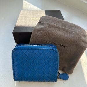 Bottega Veneta Blue Intrecciato Leather Wallet